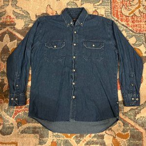 Vintage Coleman Outdoors Denim Long Sleeve Button Down Shirt Large